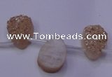 CAG7971 Top drilled 13*18mm flat teardrop plated white druzy agate beads