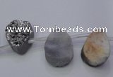 CAG7972 Top drilled 13*18mm flat teardrop plated white druzy agate beads