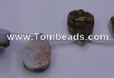 CAG7973 Top drilled 13*18mm flat teardrop plated white druzy agate beads