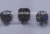 CAG7974 Top drilled 13*18mm flat teardrop plated white druzy agate beads