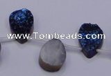 CAG7975 Top drilled 13*18mm flat teardrop plated white druzy agate beads