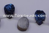 CAG7975 Top drilled 13*18mm flat teardrop plated white druzy agate beads