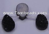 CAG7976 Top drilled 13*18mm flat teardrop plated white druzy agate beads