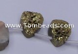 CAG7978 Top drilled 15*20mm flat teardrop plated white druzy agate beads