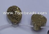 CAG7980 Top drilled 18*25mm flat teardrop plated white druzy agate beads