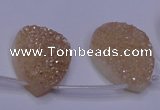 CAG7982 Top drilled 22*30mm flat teardrop plated white druzy agate beads