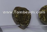 CAG7985 Top drilled 22*30mm flat teardrop plated white druzy agate beads