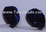 CAG7987 Top drilled 22*30mm flat teardrop plated white druzy agate beads