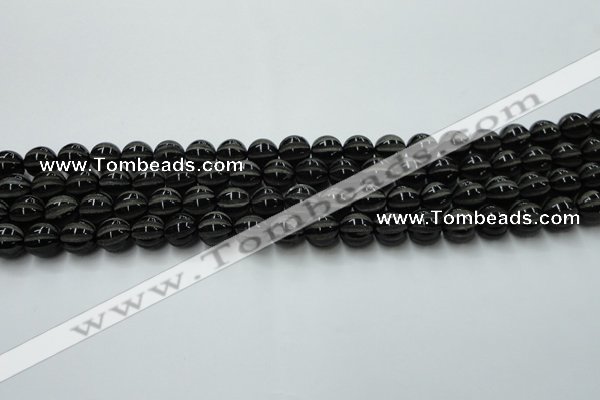 CAG8000 15.5 inches 8mm carved round black agate beads