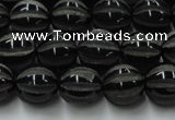 CAG8001 15.5 inches 10mm carved round black agate beads