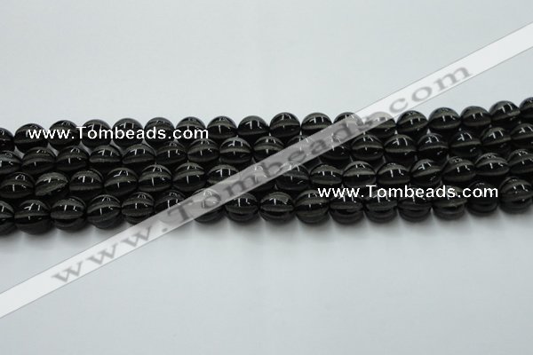 CAG8001 15.5 inches 10mm carved round black agate beads