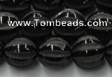 CAG8003 15.5 inches 14mm carved round black agate beads