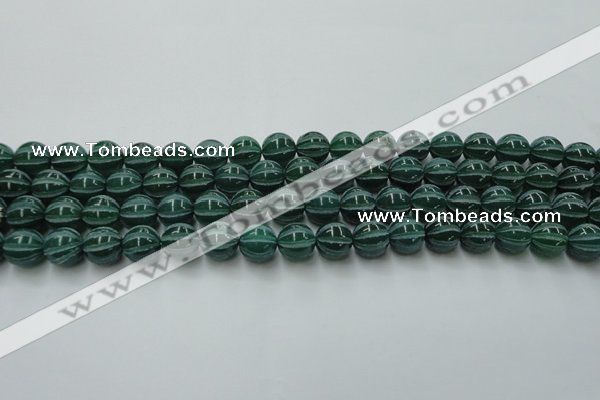 CAG8006 15.5 inches 10mm carved round green agate beads