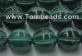 CAG8008 15.5 inches 14mm carved round green agate beads