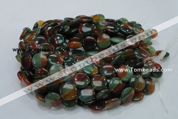 CAG802 15.5 inches 20mm flat round rainbow agate gemstone beads