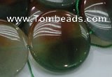 CAG803 15.5 inches 30mm flat round rainbow agate gemstone beads