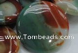 CAG807 15.5 inches 40mm flat round rainbow agate gemstone beads