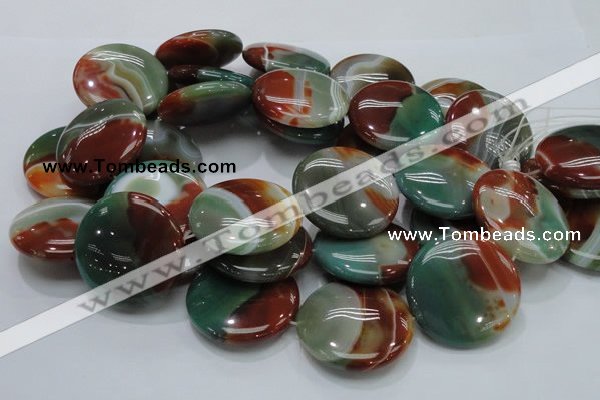 CAG807 15.5 inches 40mm flat round rainbow agate gemstone beads