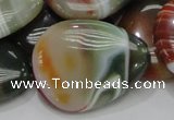 CAG809 15.5 inches 30*40mm flat teardrop rainbow agate gemstone beads