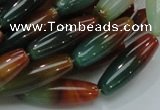 CAG810 15.5 inches 10*30mm rice rainbow agate gemstone beads