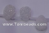 CAG8100 Top drilled 10*14mm teardrop white plated druzy agate beads