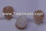 CAG8101 Top drilled 10*14mm teardrop champagne plated druzy agate beads