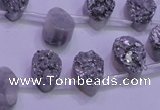 CAG8102 Top drilled 10*14mm teardrop silver plated druzy agate beads