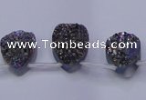 CAG8104 Top drilled 10*14mm teardrop rainbow plated druzy agate beads