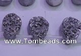 CAG8112 Top drilled 12*16mm teardrop silver plated druzy agate beads