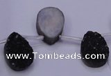 CAG8117 Top drilled 12*16mm teardrop black plated druzy agate beads