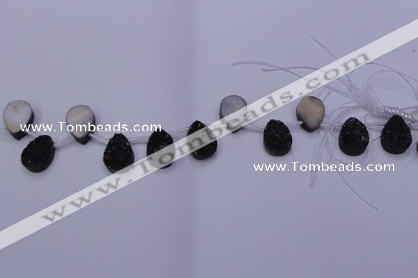 CAG8127 Top drilled 15*20mm teardrop black plated druzy agate beads