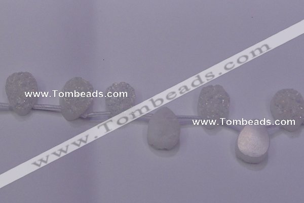 CAG8130 Top drilled 18*25mm teardrop white plated druzy agate beads