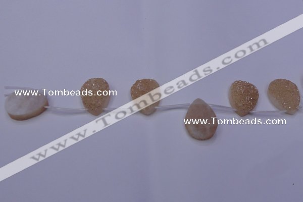 CAG8131 Top drilled 18*25mm teardrop champagne plated druzy agate beads