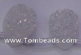 CAG8139 Top drilled 22*30mm teardrop white plated druzy agate beads