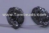 CAG8142 Top drilled 30*40mm teardrop silver plated druzy agate beads