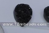 CAG8147 Top drilled 30*40mm teardrop black plated druzy agate beads