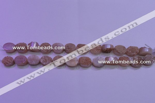 CAG8151 7.5 inches 10*14mm oval champagne plated druzy agate beads