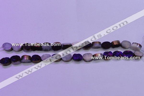 CAG8155 7.5 inches 10*14mm oval purple plated druzy agate beads