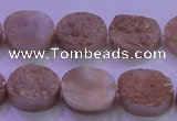 CAG8161 7.5 inches 12*16mm oval champagne plated druzy agate beads