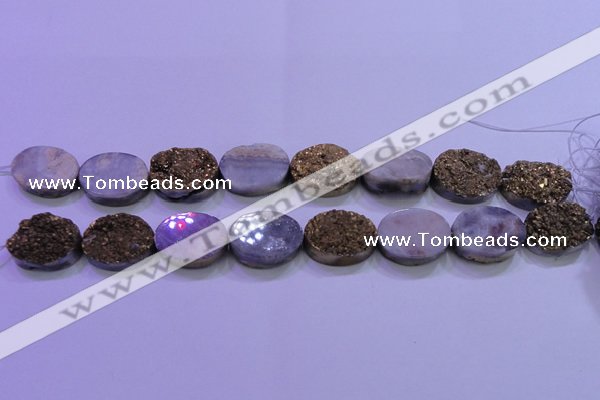 CAG8163 7.5 inches 12*16mm oval glod plated druzy agate beads