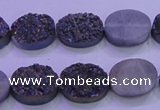 CAG8165 7.5 inches 12*16mm oval purple plated druzy agate beads