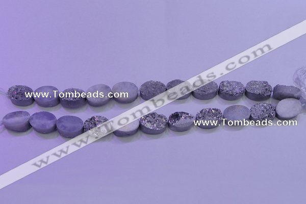 CAG8172 7.5 inches 13*18mm oval silver plated druzy agate beads