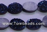 CAG8176 7.5 inches 13*18mm oval blue plated druzy agate beads