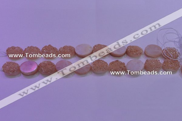 CAG8181 7.5 inches 15*20mm oval champagne plated druzy agate beads