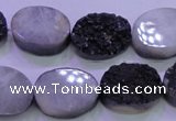 CAG8187 7.5 inches 15*20mm oval black plated druzy agate beads