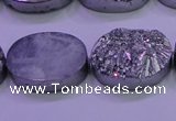 CAG8192 7.5 inches 18*25mm oval silver plated druzy agate beads