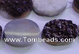 CAG8195 7.5 inches 18*25mm oval purple plated druzy agate beads