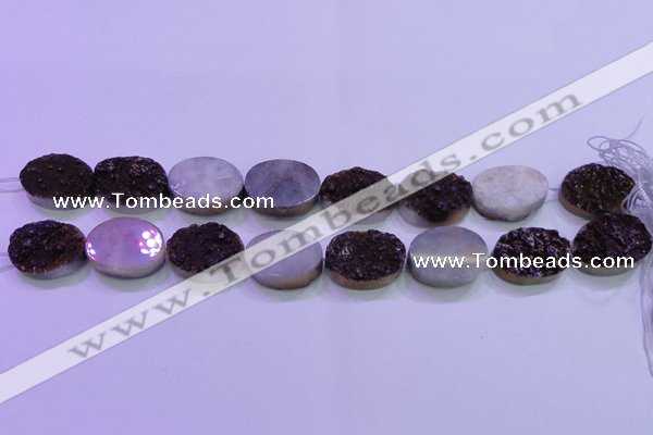 CAG8195 7.5 inches 18*25mm oval purple plated druzy agate beads