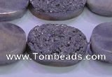 CAG8202 7.5 inches 20*30mm oval silver plated druzy agate beads