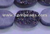 CAG8204 7.5 inches 20*30mm oval rainbow plated druzy agate beads